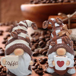 2PCS Coffee Gnomes Figurines - Swedish Tomte Elf Dwarf Decor for Bar, Home, Gifts