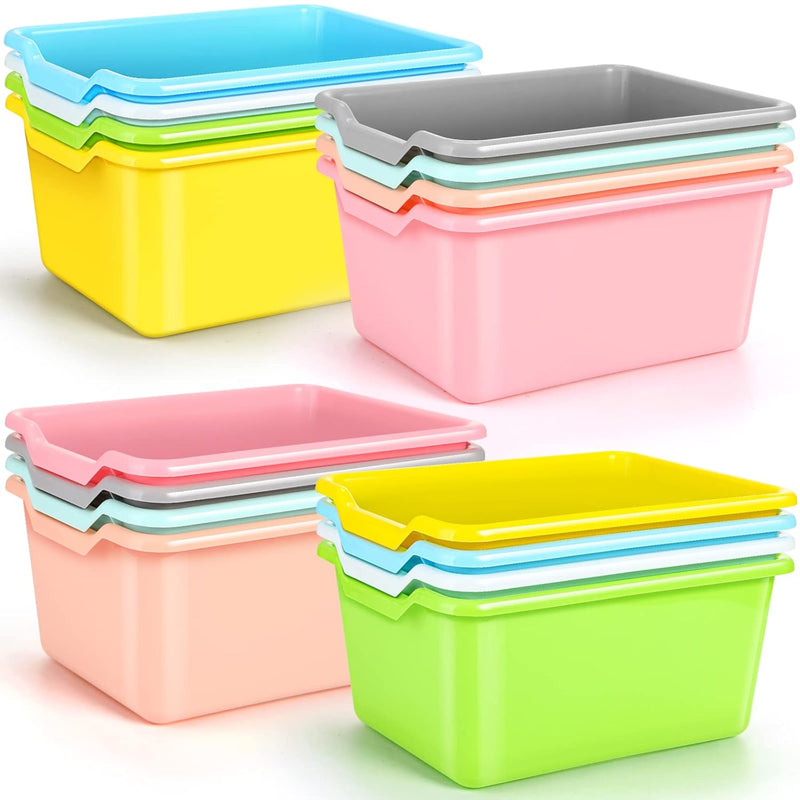 16 Pcs Cubby Bins Books Bins For Classroom Plastic Toys Bins Multi Purpose Stora