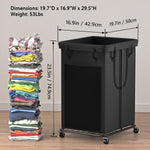 150L Large Laundry Hampers, Oxford Fabric Laundry Hampers Clothes Hampers, Metal Frame and Removable Bag Design with Wheels, Suitable for Bedroom, Bathroom, Dorm Room, Laundry Room (Black)