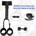 BDSM Neck to Wrist Restraints Bondage Set - Behind Back Handcuffs Collar with Blindfold Adjustable Bondage Set Bed SM Games Play Sex Toys for Couples