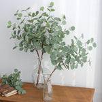 6 Pcs Artificial Eucalyptus Stems Fake Plants 26" Tall Fake Silver Dollar Leaves Greenery Eucalyptus Plant Branches for Vase Bouquets Farmhouse Wedding Decor