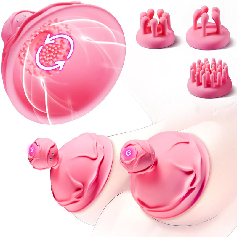 Nipple Toys Women Sex Toys - 3In1 Rose Sex Toy Sex Machine With 10 Powerful Rotation Modes For Nipple Clitoral Stimulator Massager, Rechargeable Adult Toys For Women Couples Pleasure Pink