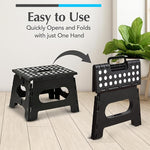 Folding Step Stool is Sturdy Enough to Support Adults and Safe Enough for Kids. Opens Easy with One Flip. Great for Kitchen, Bathroom or Bedroom (Black)