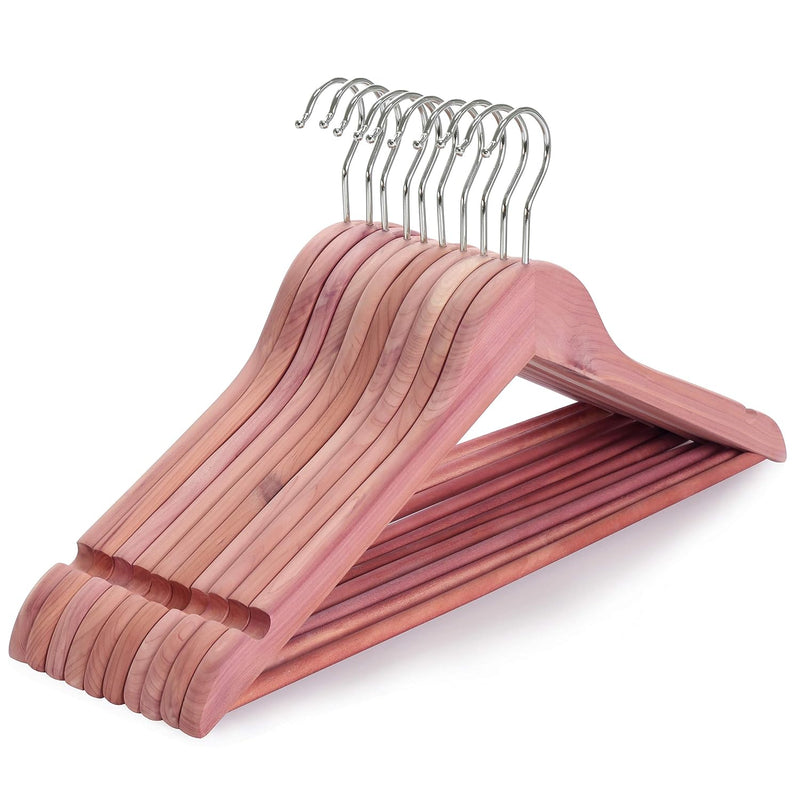 American Red Cedar Wood Coat Hangers, Wooden Suit Hangers, 10 Pack-Natural, Smoo