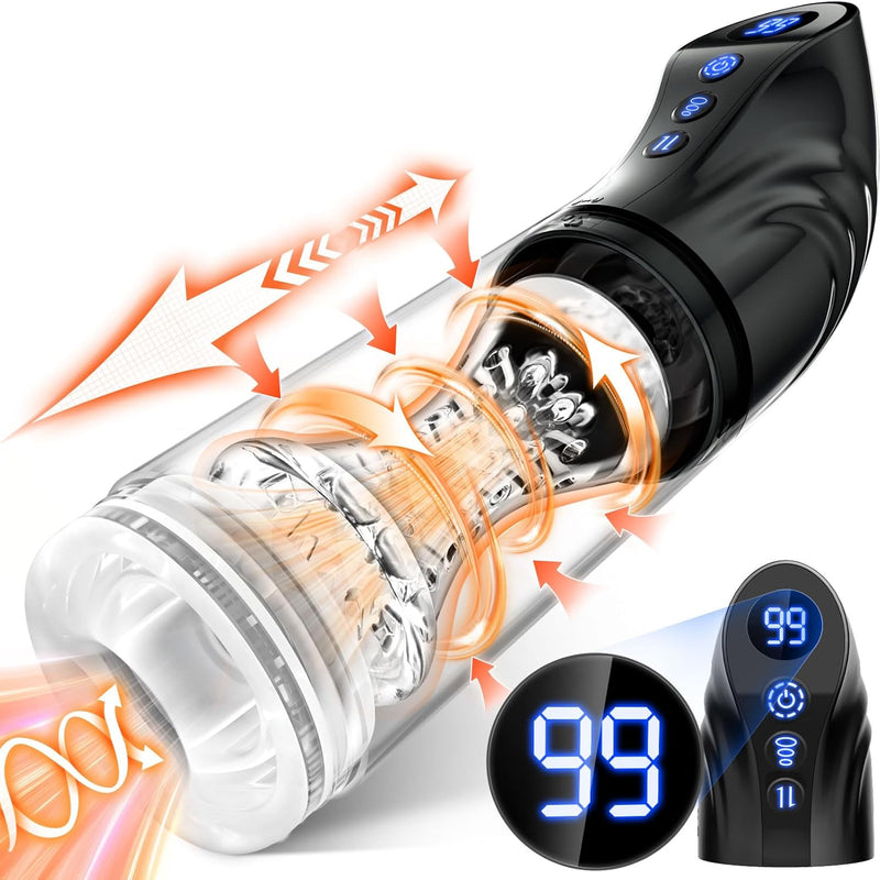 Automatic Sucking Male Masturbator Sex Toys For Men, Lcd Display 9 Thrusting & Rotating & Suction Mens Sex Toy, Electric Penis Pump Hands Free Pocket Pussy Stroker And 3D Realistic Textured Adult Toys