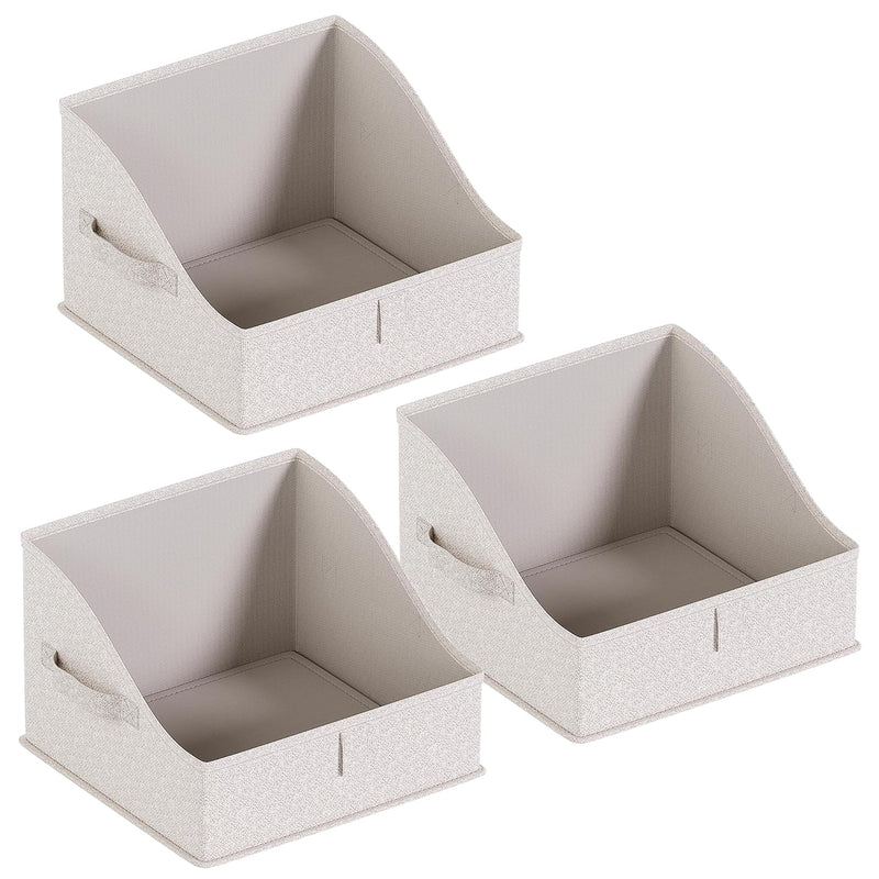 3 Pack Collapsible Trapezoid Large Storage Bins, Foldable Fabric Shelf Storage B