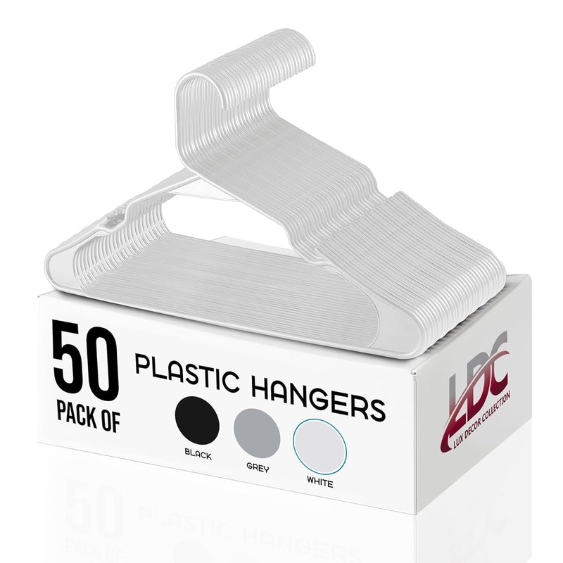 Plastic Hangers Pack Of 50 - Space Saving Clothing Hangers | Durable And Lightwe