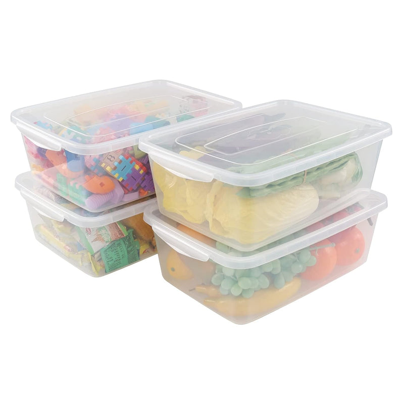 14 Quart Clear Plastic Storage Bins With Latches, Plastic Container Bin With Sec