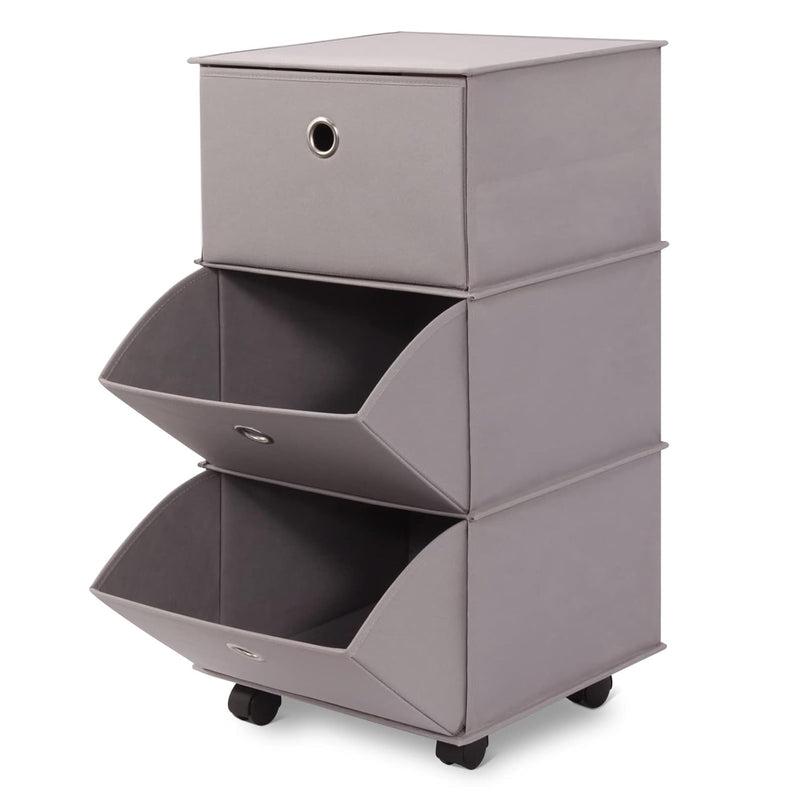 Fabric Dresser With 3 Drawer, Foldable 3 Drawer Storage, Easy Pull Fabric Storag