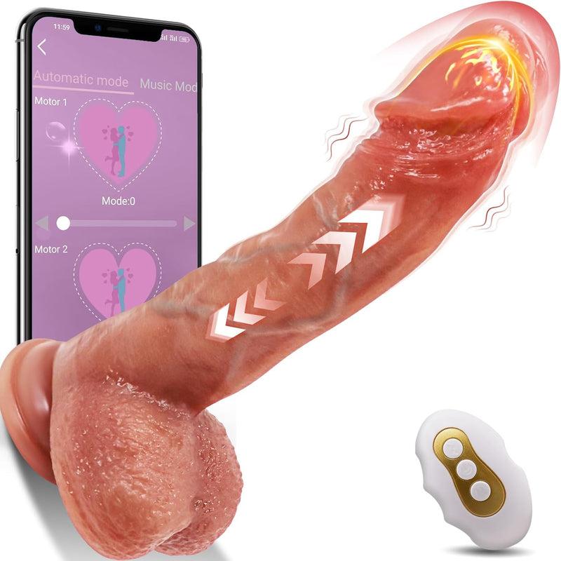 Thrusting Dildo Vibrator Sex Toys, App Remote Control Vibrating Silicone Realistic Dildos Adult Sex Toy For Women, 8.3'' G-Spot Dildo With 10 Vibration & 5 Thrusting Modes For Clit Anal Stimulation