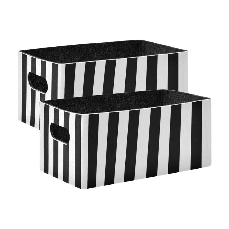 2-Pack Storage Bins, Classic Black And White Stripes Collapsible Storage Baskets