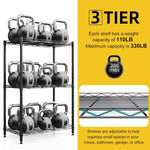 3 Tier Shelves Storage, Wire Shelf Unit, Standing Adjustable Metal Shelves Organizer, Storage Racks for Restaurant Garage Pantry Kitchen Garage(Small，15.7 '' x 11.8" x 31.5 ")…