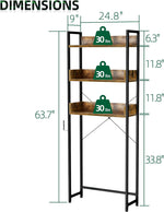 Over-The-Toilet Storage, 3 Tier Bathroom Organizer Shelf, Freestanding Space Saver with Toilet Paper Holder, Multifunctional Over The Toilet Rack, Vintage