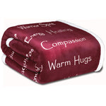 Compassion Blanket - Strength Courage Super Soft Warm Hugs, Get Well Gift Blanket Healing Thoughts Positive Energy Love & Hope & Fluffy Comfort (50 X 65 Burgundy)