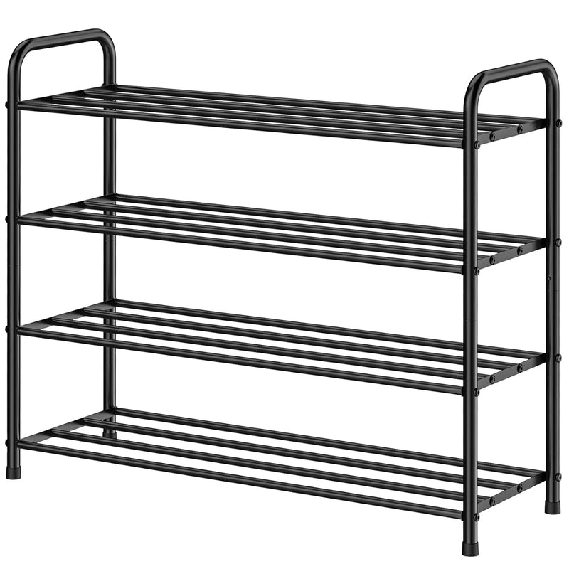 4-Tier Shoe Rack, 100% Stainless Steel Shoe Shelf Storage Organizer 12 Pairs For