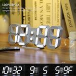 3D LED Digital Wall Clock ,9.7", Large Display Table/ Desk Clock with Remote Control 12/24H Temperature (White Light)