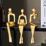 Gold Statue Home Decorations for Living Room,Shelf Decor Modern Bookshelf Decor Figurines Desk Sculpture Table Decor 3 Piece