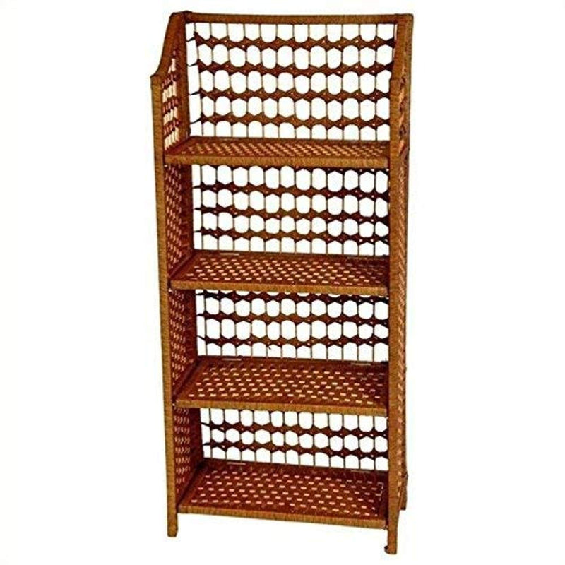 Oriental Furniture 43" Natural Fiber Shelving Unit - Honey