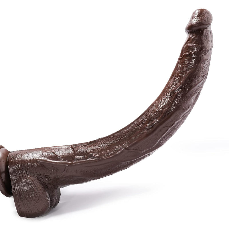 17.5 Inch Realistic Dildo, Body-Safe Material Lifelike Huge Fake Penis With Strong Suction Cup For Hands-Free Play, Flexible Cock Adult Sex Toys For Vaginal G-Spot And Anal Play, Deep-Brown