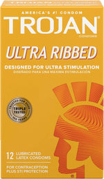 Ultra Ribbed Premium Lubricated Condoms, 12 Count