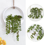 Artificial Succulents Hanging Plants 2pcs Fake String of Pearls in Pot with Lanyard for Indoor Outdoor Wall Boho Wall Decor