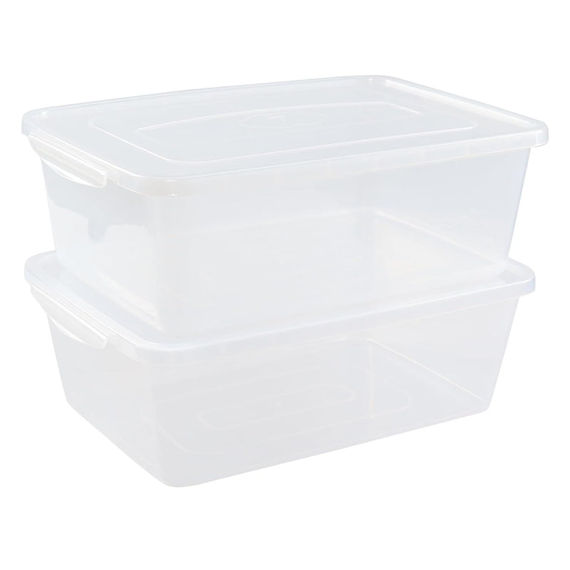 16 Quart Clear Latching Bin With Lid, 2 Pack Multiuse Plastic Container Box