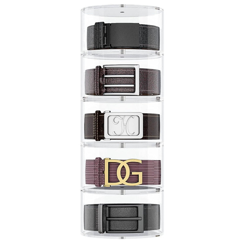 Belt Organizer, Acrylic 5 Layers Belt Case Storage Holder And Display For Access