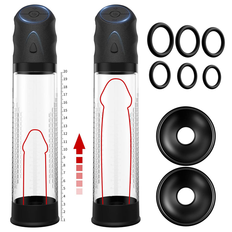 Electric Penis Vacuum Pump With 4 Suction Intense Rechargeable Adult Toys Penis Enlarger For Men Penis Enlargement Pump With 6 Cock Rings Sex Toys Male Sex Toys For Men Bigger Erections