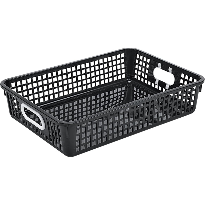 Large Plastic Book Baskets, 13" By 10" By 5" - Single, Black | Classroom Library