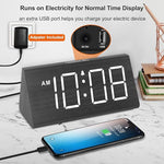 Wooden Digital Alarm Clocks for Bedrooms - Electric Desk Clock with Large Numbers, USB Port, Loud Alarm for Heavy Sleepers, Adjustable Volume, Dimmer, Snooze, DST, 12/24H, Wood Décor Gifts