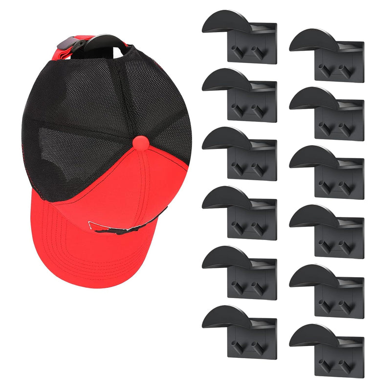 12 Pcs Hat Rack For Wall, Hat Hook For Baseball Caps, Upgraded Adhesive Hat Hold