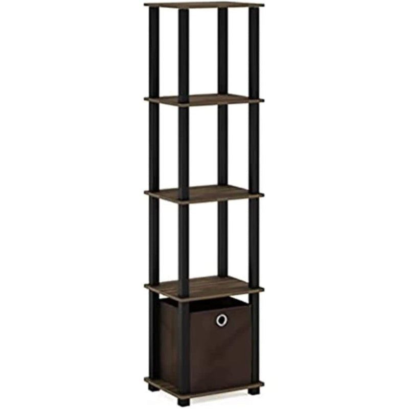 Tnt No Tools 5-Tier Display Decorative Shelf, Columbia Walnut/Black/Dark Brown