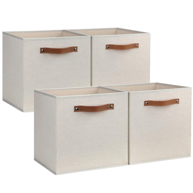 13"X13" Large Storage Cubes, 4 Pack Collapsible Cube Storage Bins With Handles F