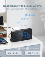 Loud Alarm Clock with Bed Shaker, Vibrating Alarm Clock for Heavy Sleepers Hearing Impaired Deaf Teens, Dual Alarm Clock with 7.5’’ Large LED Display, USB Charger, Dimmer, Snooze & Battery Backup