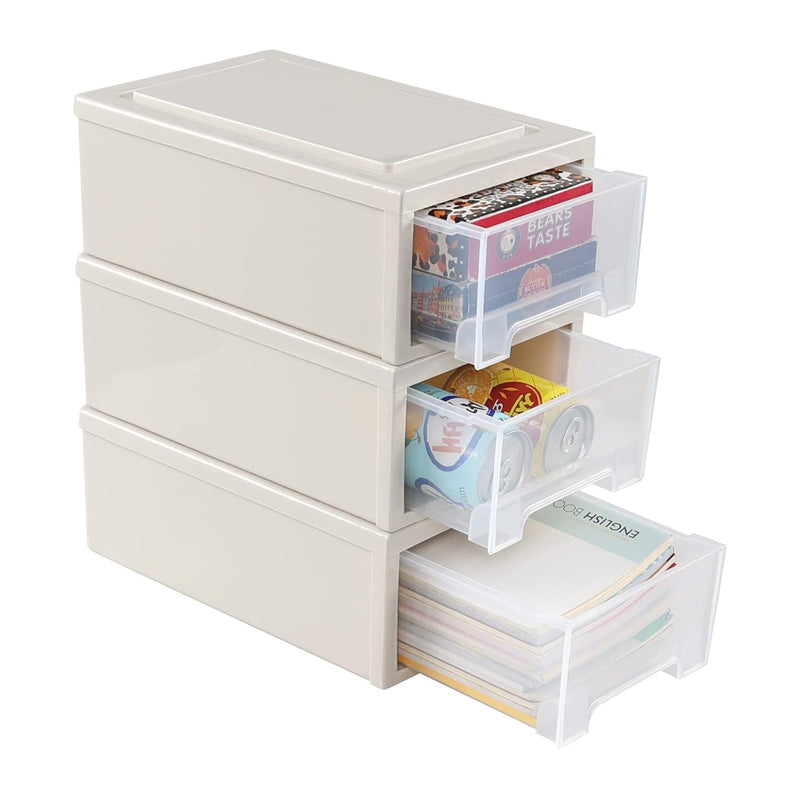 6 Quart Stacking Plastic Storage Drawers, Drawer Unit Plastic, 3 Packs