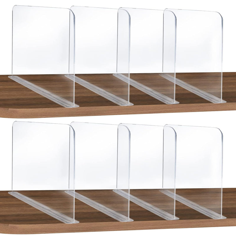 8Pcs Clear Acrylic Shelf Dividers, Adjustable Closet Organizer Fit For Any Thick