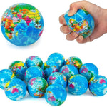 24 Pack - Mini Soft Foam Earth Squeeze Balls, 2.5" Toy Stress Relief Bulk Educational Novelties for Kids, School, Classroom, Party Favors, Rewards (Globe (2.5"))