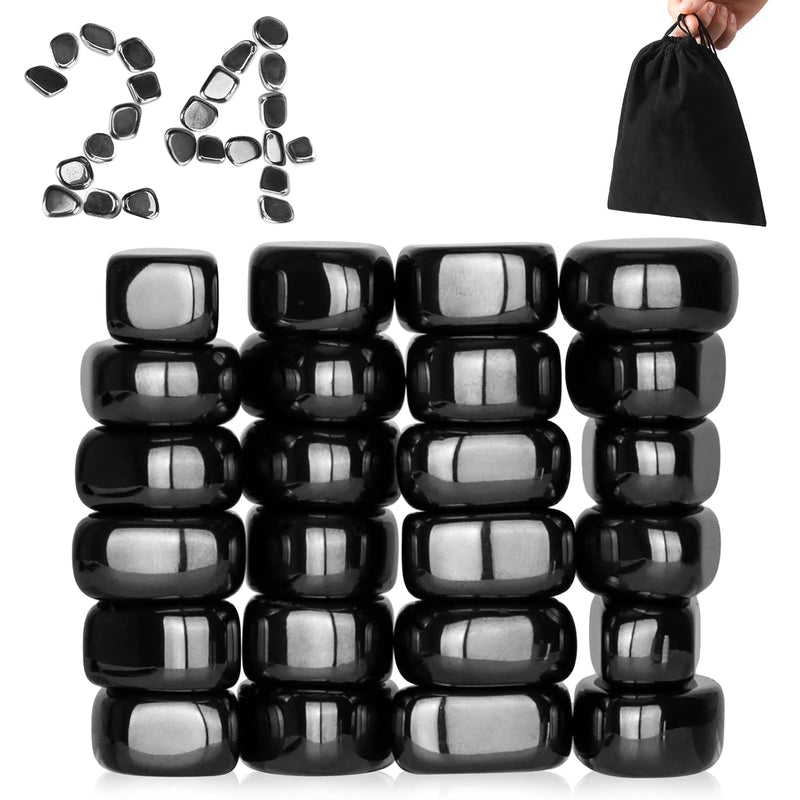 24Pcs Black Large Fridge Magnets Stones Science Kit, Irregular Polished Mag