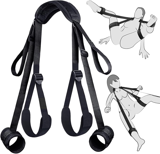 Sex Toys BDSM Bondage Restraints - Adult Toys Sex Straps Neck to Wrist Thigh Sex Sling & Ankle Kits with Adjustable, Kinky Bed Restraints Set for SM Games, BDSM Toys for Couples Sex Pleasure