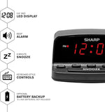 Digital Alarm Clock with Keyboard Style Controls, Battery Back-up, Easy to Use with Simple Operation, Black Case with Red LED Display