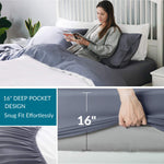 100% Bamboo Sheets Set Queen Grey - Cooling Bamboo Bed Sheets For Queen Size Bed With Deep Pocket 4Pcs Super Soft Breathable