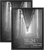 18x24 Poster Frame 2 Pack, Black 18 x 24 Picture Frames for Horizontal or Vertical Wall Mounting, Scratch-proof Safe and Artistic Large Photo Frame Wall Art