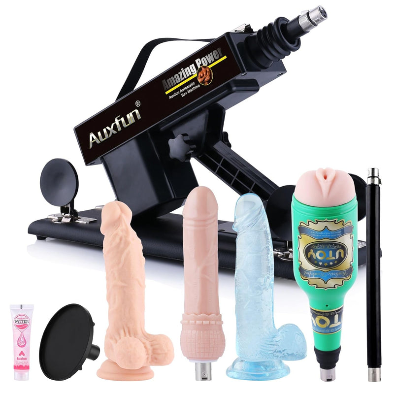 Sex Thrusting Machine Automatic Love Machine With Masturbator, Adult Toy For Men And Couples With 3.5 Inch Suction Cup &Huge Dildo Attachments