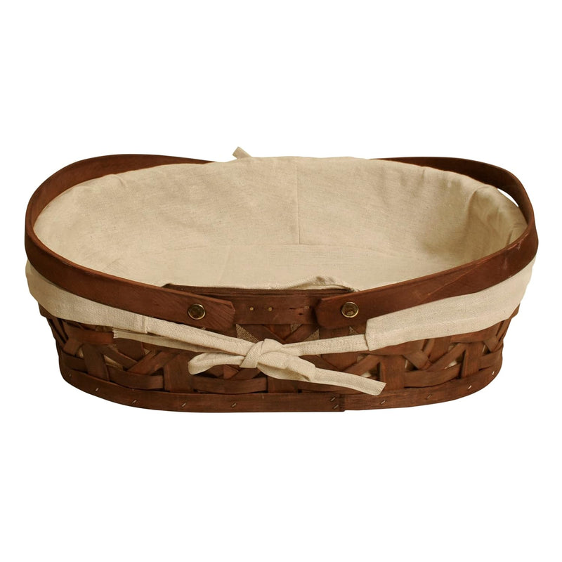 15" Stained Woodchip W/Cloth Liner Basket, Brown