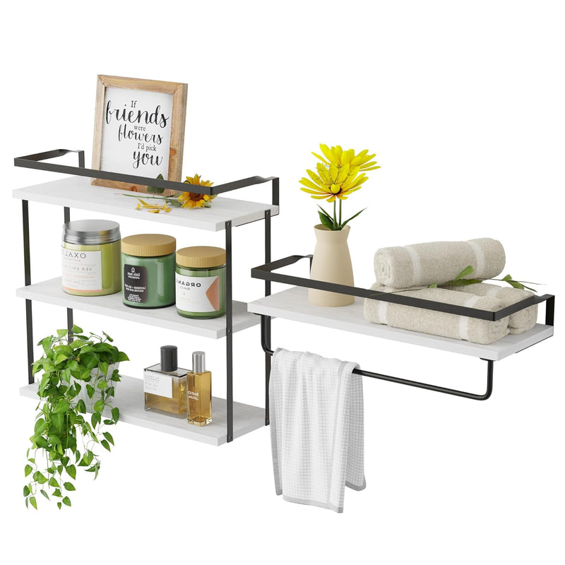 3+1 Tier Floating Shelves For Wall Storage, White Over Toilet Bathroom Organizer