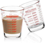 Shot Glasses Measuring Cup Set 2PACK Espresso Shot Glasses Liquid Heavy Glass 26-Incremental Measurement 1 OZ, 2 TBS, 6 TSP, 30 ML Kitchen Tools (Red)