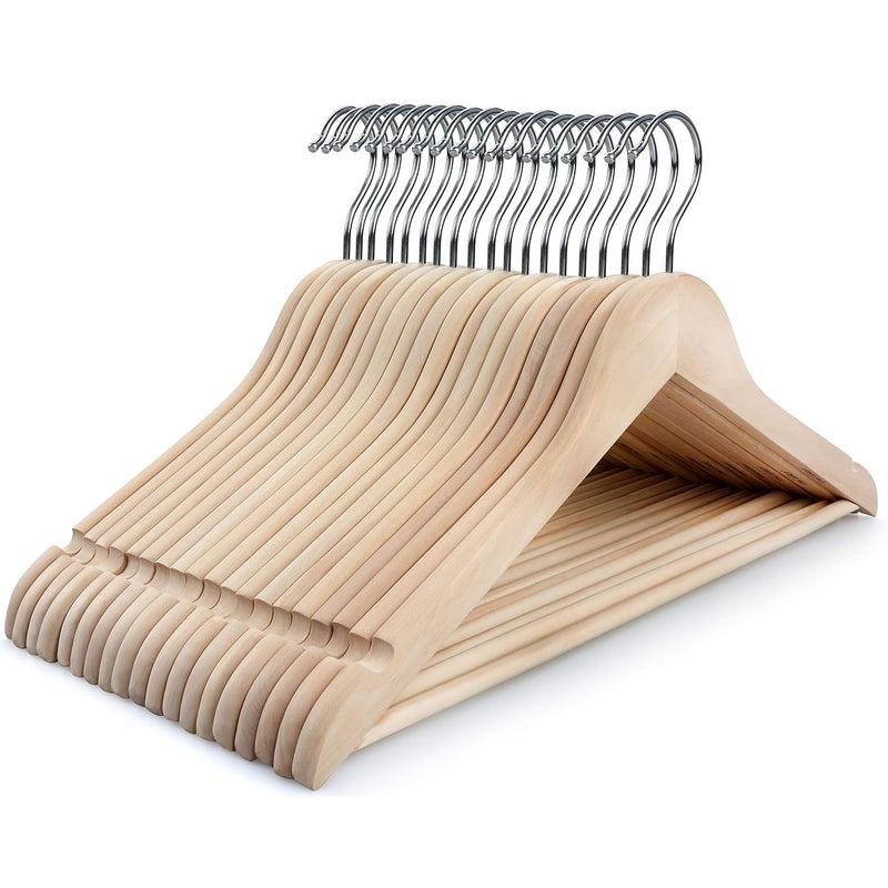 Adult Unfinished/Natural Wood Clothes Hangers, Wooden Suit Coat Jacket Hangers -