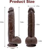 9.25 Inch Realistic Dildo Adult Sex Toys for Women Men, Lifelike G Spot Clitoral Black Huge Dildo with Strong Suction Cup for Hands-Free Play, Flexible BBC Anal Dildo for Lesbian Strap-on Play (brown)