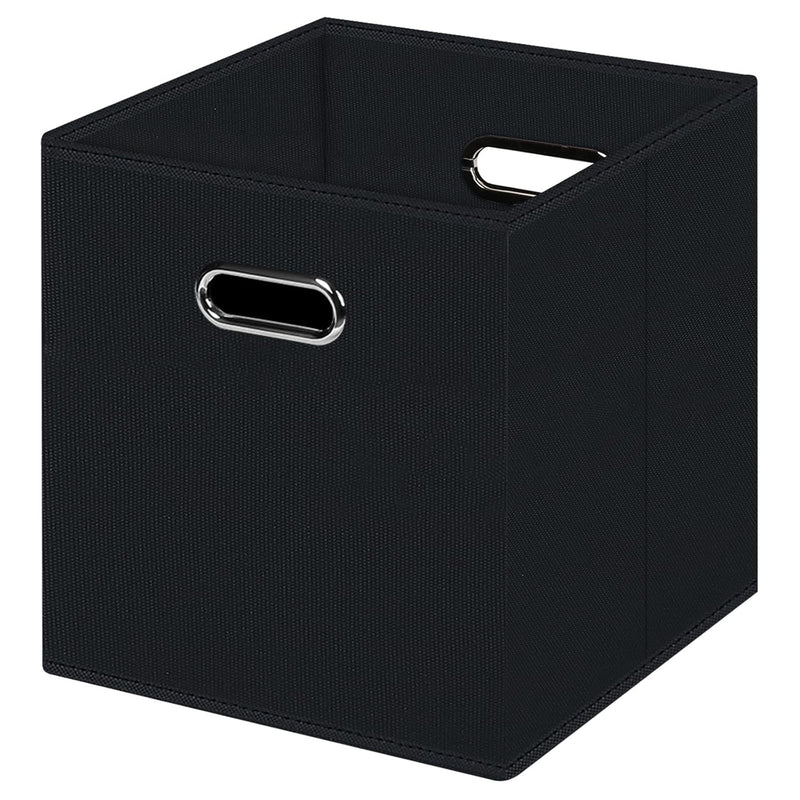 Black Foldable Storage Cubes Bins , Fabric Storage Box Cubes Organizer Baskets W