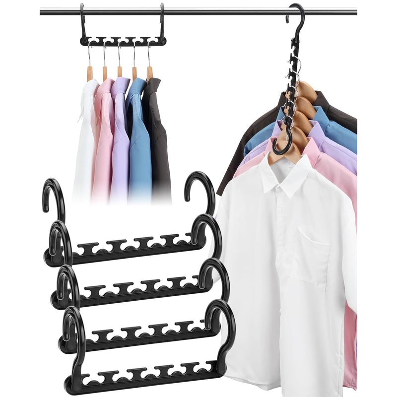 Space-Saving Closet Organizers, Pack Of 6, Black, Plastic, Heavy Duty, Ideal For